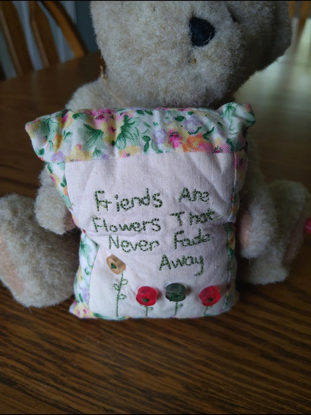 Boyds Bears Plush Beige Bear with Floral Pillow - Home Accent